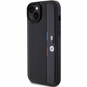 BMW Perforated Tricolor Line Suojakuori iPhone 15 Plus / 14 Plus:lle - musta
