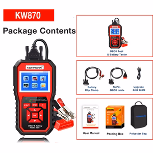 Konnwei KW870 OBD2 -diagnostiikkaskanneri ja akkutesteri