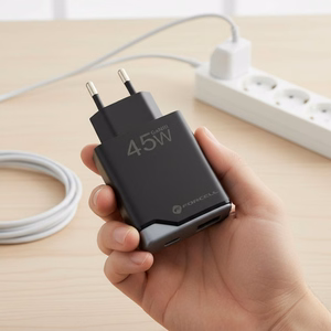 Puhelinlaturi Forcell F-Energy Ultra Slim GaN III USB C + USB A PD QC4.0 3A 45W B245202(1A1C) musta