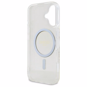 Guess GUHMP16MHFGERET iPhone 16 Plus 6.7" läpinäkyvä kovakuori IML Glitter Circle MagSafe
