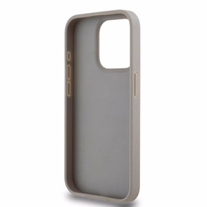 DKNY Nahkainen Mono Raita ja Metallinen Logo Suojakuori iPhone 15 Pro Max:lle - beige