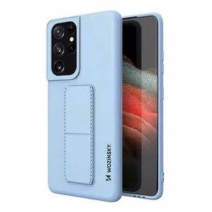 Wozinsky Kickstand Case silikoninen suojakuori jalustalla Samsung Galaxy S21 Ultra 5G vaaleansininen