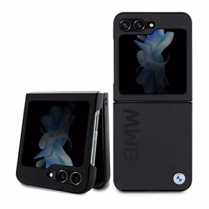 BMW nahkainen Hot Stamp -suojakuori Samsung Galaxy Z Flip 5:lle - musta