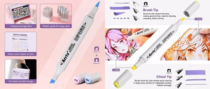 Double-sided Marker Pens ARRTX Oros, 66 Colours, pastel tone shade