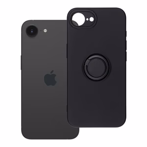 Silikoninen Suojakuori Renkaalla iPhone 16e:lle (SE 4 2025) / 17e musta