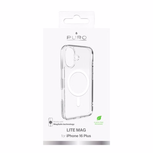 Puro Lite Mag MagSafe Silikoninen Suojakuori iPhone 16 Plusalle - läpinäkyvä