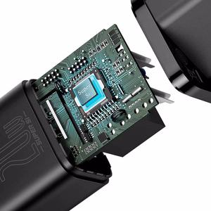 Baseus Super Si 20W laturi USB-C + USB-C - Lightning-kaapeli 1,0 m musta TZCCSUP-B01
