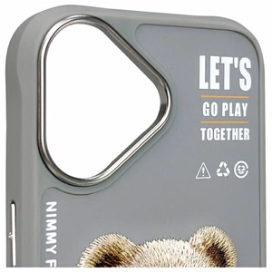 Nimmy Cool&Cute 2.0 Karhu Suojakuori iPhone 16:lle - harmaa