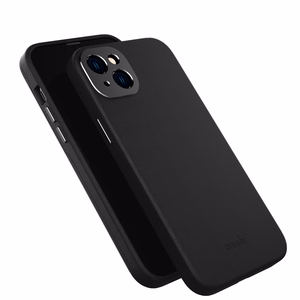 Moshi Napa suojakuori iPhone 14 Plus -laitteelle, MagSafe-yhteensopiva, vegaaninahkainen, Midnight Black -värinen