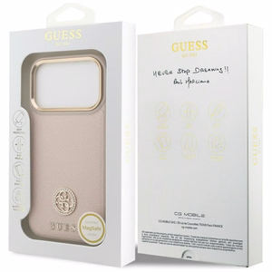 GUESS Suojakuori IPHONE 17 Pro MagSafe GUHMP17LPGCRMDEP (PU W/ Grained Strass Logo) vaaleanpunainen