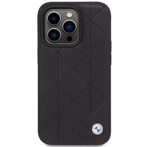 BMW BMHCP14L22RQDK Suojakuori iPhone 14 Pro 6.1" musta/musta Nahkainen Quilted