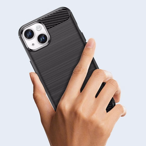 Carbon Case iPhone 14 kotelo joustava geeli takakuori sininen