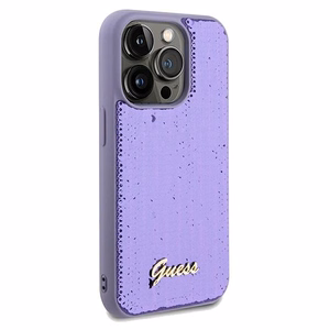 Guess Sequin Script Metal -suojakuori iPhone 14 Prolle - violetti
