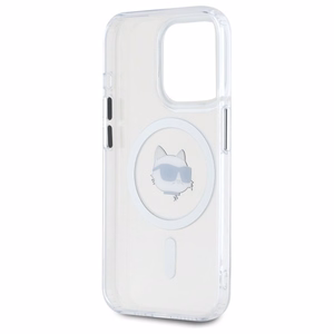 Karl Lagerfeld IML Metal Choupette Head MagSafe iPhone 15 Pro Suojakuori - valkoinen