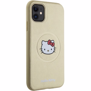 Hello Kitty Nahkainen Kitty Head MagSafe Suojakuori iPhone 11 / Xr:lle - kultainen