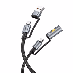 Hoco All-in-one -kaapeli USB-A / USB-C – USB-C / autosytytinlaturi 3A 60W 1,2m U138 musta