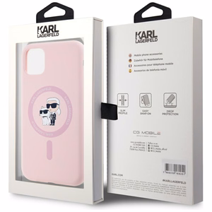 Karl Lagerfeld Silikoninen Karl&Choupette MagSafe iPhone 11:lle Suojakuori - Vaaleanpunainen