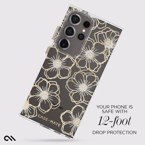 Case-Mate Floral Gems suojakuori Samsung Galaxy S24 Ultra -laitteelle, kullanvärinen