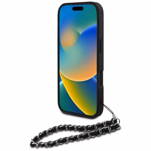 Karl Lagerfeld Saffiano Crystals ketjulla iPhone 16 Pro Suojakuori - Musta