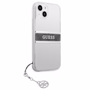 Guess GUHCP13SKB4GGR iPhone 13 mini 5.4" läpinäkyvä kovakotelo 4G harmaa hihna Charmi