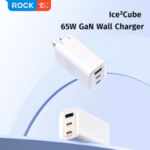 Rock Wall charger Ice2Cube GaN - USB + 2xType C - PD 65W 3A white