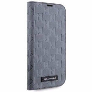 Karl Lagerfeld KLBKP14LSAKLHPG iPhone 14 Pro 6.1 kirjakuori hopeinen/hopeinen Saffiano Monogram