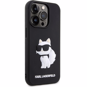 Karl Lagerfeld KLHCP14L3DRKHNK iPhone 14 Pro 6.1 musta/musta suojakuori Rubber Choupette 3D