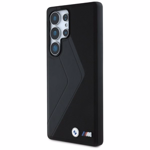 BMW Nahkainen Oversized Stripes MagSafe Suojakuori Samsung Galaxy S25 Ultralle - musta