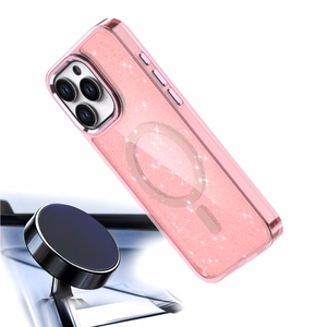 Glitter Suojakuori MagSafe iPhone 16 Pro Max:lle - vaaleanpunainen glitterillä