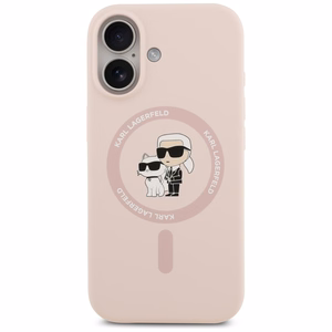 Karl Lagerfeld Silikoninen Karl&Choupette Ring MagSafe Suojakuori iPhone 17:lle - Vaaleanpunainen