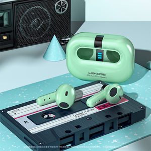 WEKOME VA06 Vanguard Series Bluetooth 5.2 TWS-nappikuulokkeet latauskotelolla, vihreät