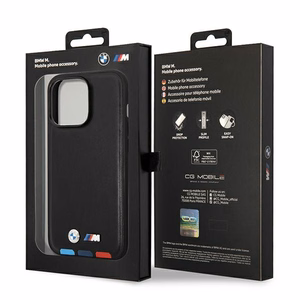 Kotelo BMW BMHMP14X22PTDK iPhone 14 Pro Max 6.7 "musta / musta nahka leima Tricolor Magsafe