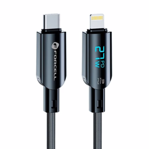 Kaapeli USB C - Lightning Forcell F-Energy PD 3A 27W Digital 1,2 m C276 musta
