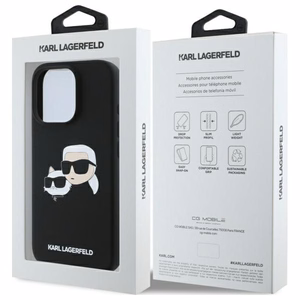 Karl Lagerfeld Silikoninen Heads Print MagSafe Suojakuori iPhone 16 Pro Max:lle - Musta