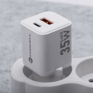 FORCELL F-ENERGY Mini GaN III VT-35C matkalaturi 1 x Type C + 1 x USB A liitännöillä, PD QC4.0 35W valkoinen
