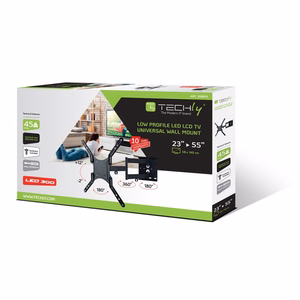 Techly 23-55 yleiskäyttöinen LCD TV -seinäkiinnike musta ICA-PLB 136M