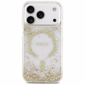 Guess MagSafe Suojakuori iPhone 17 Pro:lle GUHMP17LRGRGED (Resin Bottom Glitter) - Kultainen
