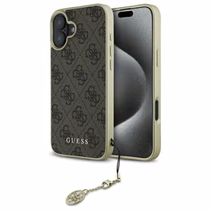 Guess 4G Charms Collection suojakuori iPhone 16:lle - ruskea