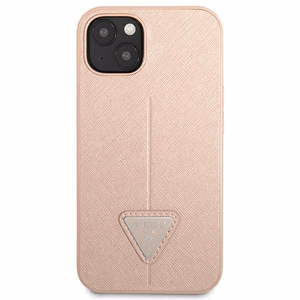 Guess GUHCP14MPSATLP iPhone 14 Plus 6,7 "vaaleanpunainen / vaaleanpunainen kovakotelo SaffianoTriangle Logo
