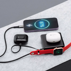 Monitoiminen laturi Forcell F-Energy 6in1 USB A + USB C PD 45W + varavirtalähde 15000 mAh + langaton lataus 15W musta