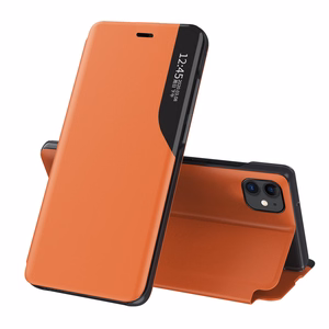 Eco Nahka View Case tyylikäs kirjahylly tyyppi tapauksessa potkulaudalla iPhone 13 Pro Max oranssi