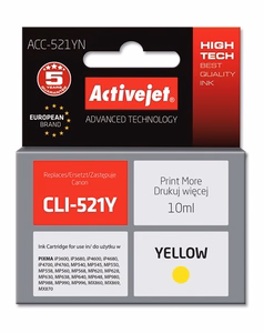 Activejet ACC-521YN – keltainen mustekasetti, korvaa tuotteen Canon CLI-521Y, 10 ml, Supreme