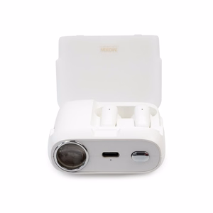 WEKOME S28 Pop Digital Series TWS-nappikuulokkeet Bluetooth 5.3 -yhteydellä, latauskotelossa projektori ja mukana 5 projektorikalvoa, valkoiset