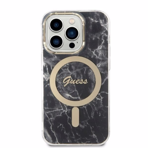 Set Guess GUBPP14LHMEACSK suojakuori + laturi iPhone 14 Pro 6.1 musta/musta kova suojakuori Marble MagSafe