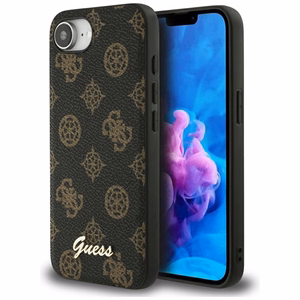 GUESS Peony Script Logo MagSafe Alkuperäinen Suojakuori iPhone 17e/16e:lle - Musta