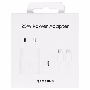 Samsung EP-T2510XWEGEU 25W SFC GaN seinalaturi USB-C kaapelilla - valkoinen