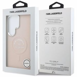 Karl Lagerfeld Suojakuori Embossed Ring RSG Logo MagSafe Samsung Galaxy S26 Ultra:lle vaaleanpunainen