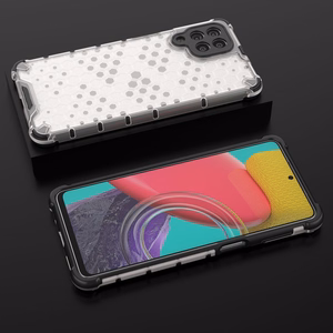 Honeycomb tapauksessa panssaroitu kansi geelirunko Samsung Galaxy M53 5G läpinäkyvää