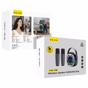 Blavec kannettava Bluetooth-kaiutin WS-08 Karaoke Idol - 8 W kahdella mikrofonilla (WS08-2MB) musta