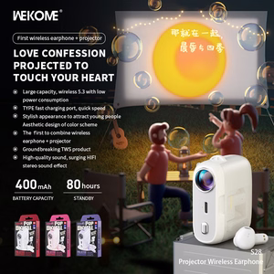 WEKOME S28 Pop Digital Series TWS-nappikuulokkeet Bluetooth 5.3 -yhteydellä, latauskotelossa projektori ja mukana 5 projektorikalvoa, valkoiset